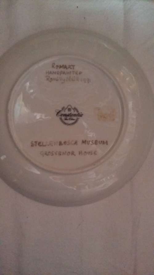 Hand Painted ceramic plate of Stellenbosch Museum.